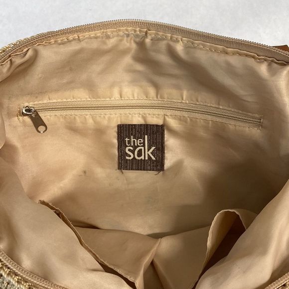 The Sak Tan Green Crochet Purse Shoulder Bag Tote - Picture 6 of 13